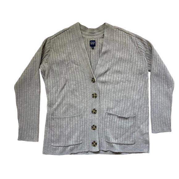 GAP Ribbed Lightweight Cardigan Brown Big Buttons women’s size small - Picture 1 of 4